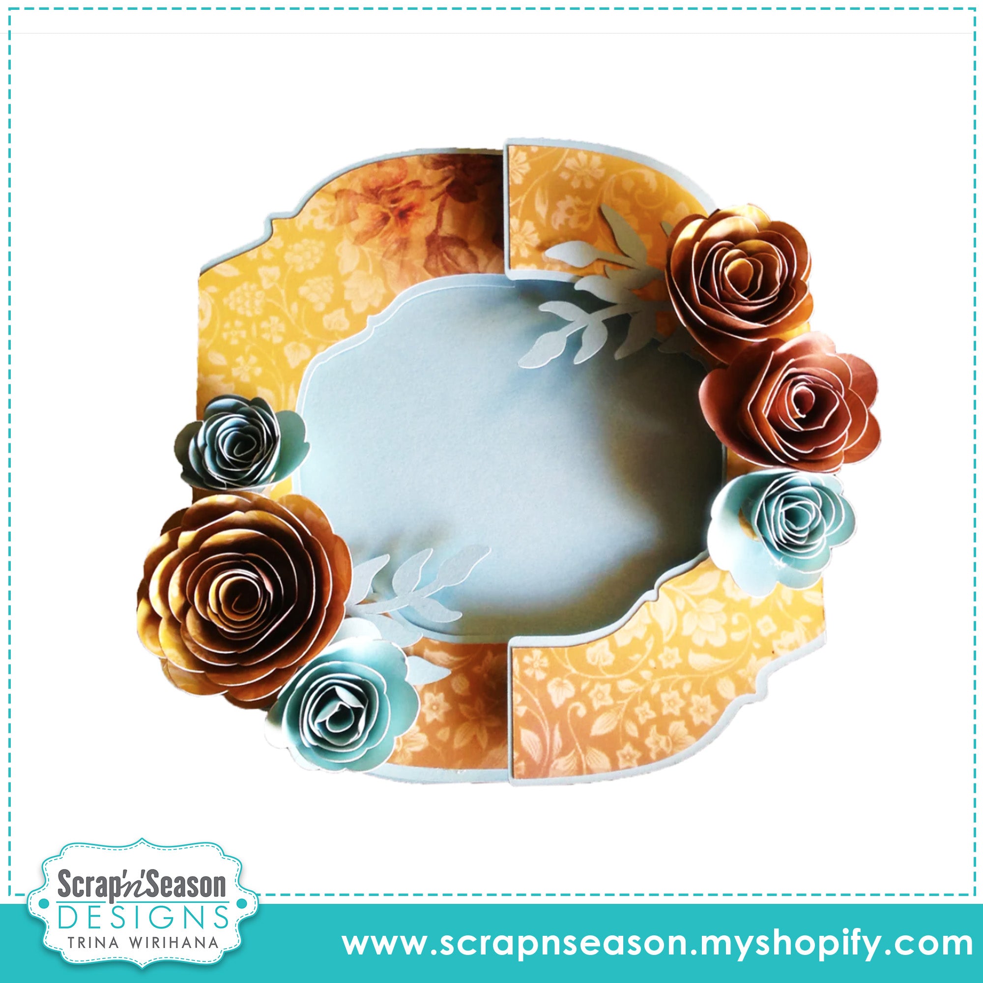 DL - 029. Gate Fold Card - Rolled Roses