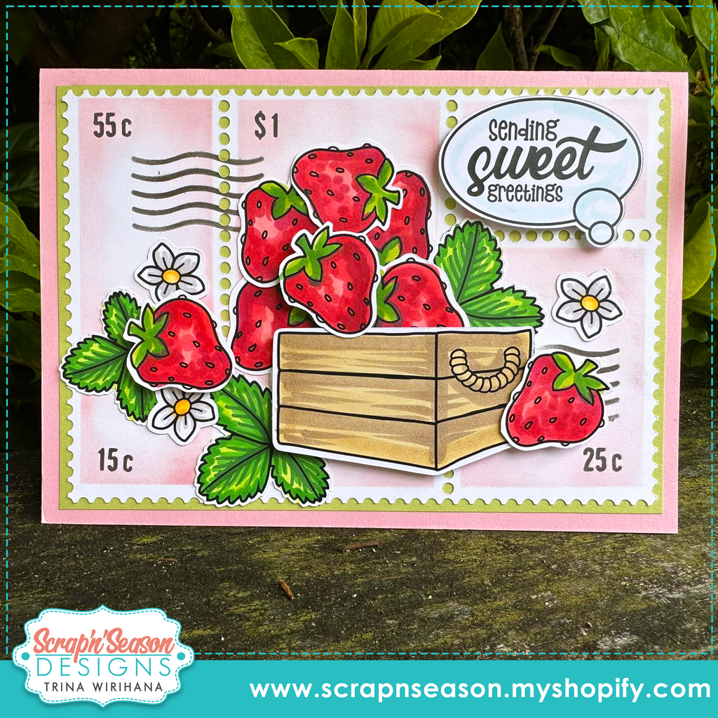Postage Stamps and Stencil Set - 5 x 7 Card