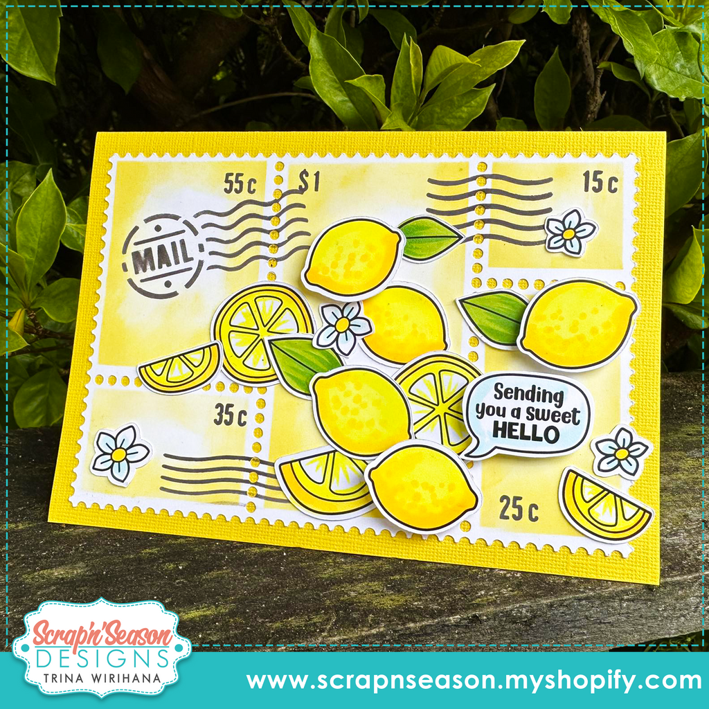 Postage Stamps and Stencil Set - 5 x 7 Card
