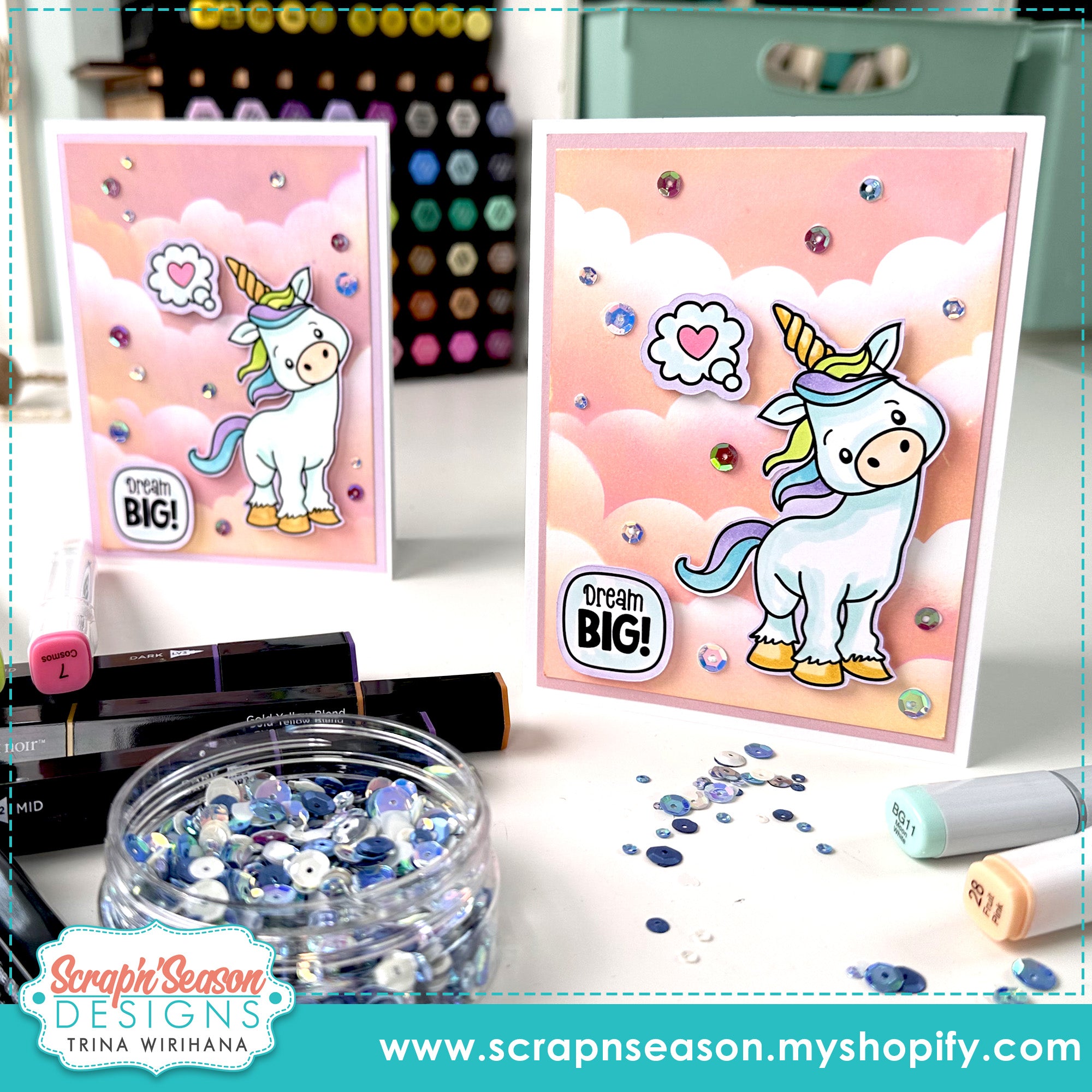 DL - Print, Cut, and Colour - Unicorn Dreams