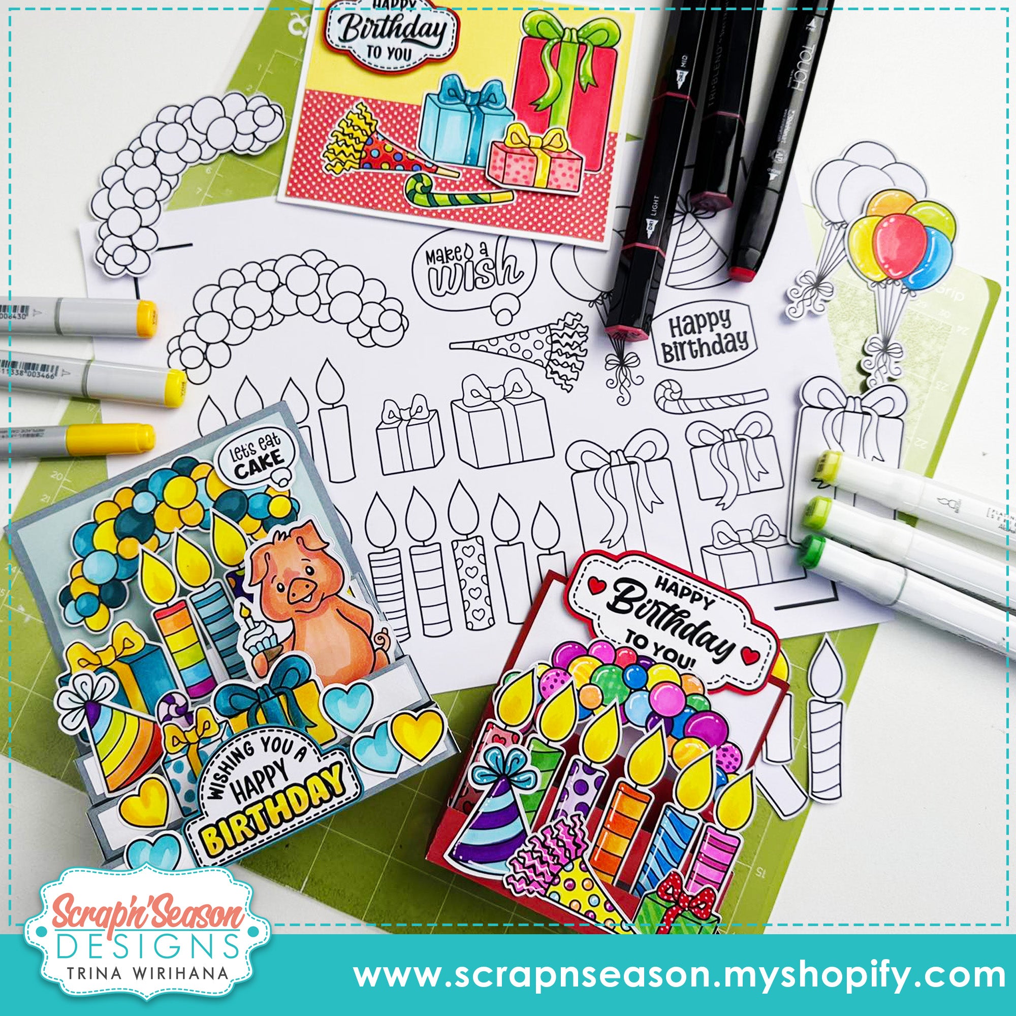 DL - Print, Cut, and Colour - Party Maker