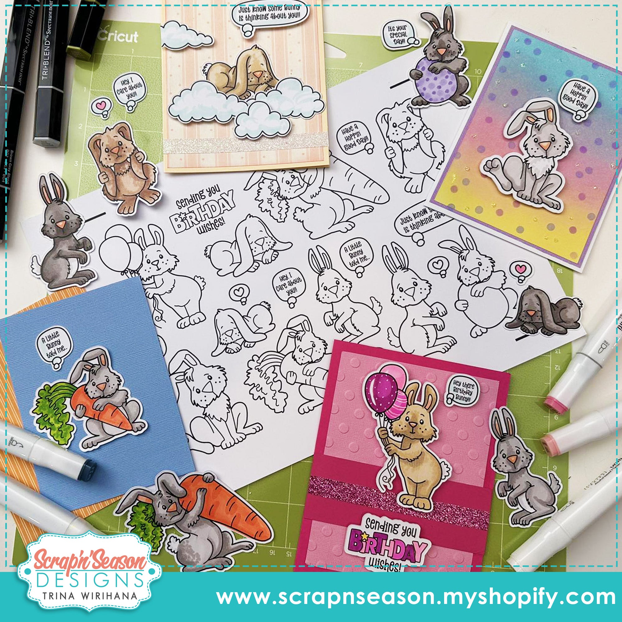 DL - Print, Cut, and Colour - Little Bunnies