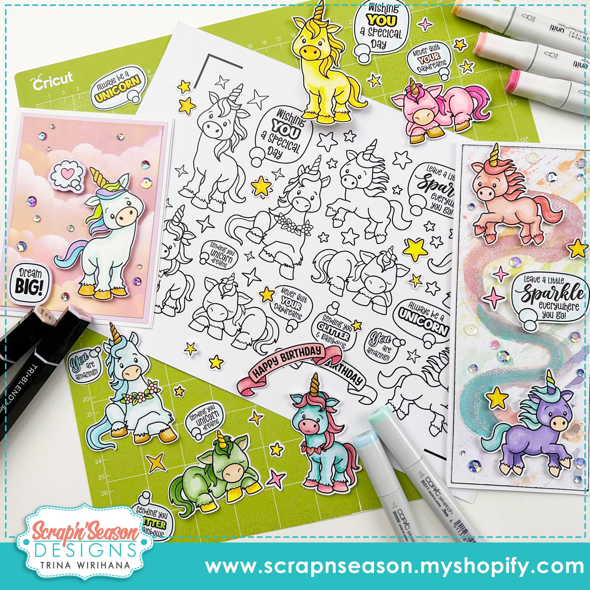 DL - Print, Cut, and Colour - Unicorn Dreams