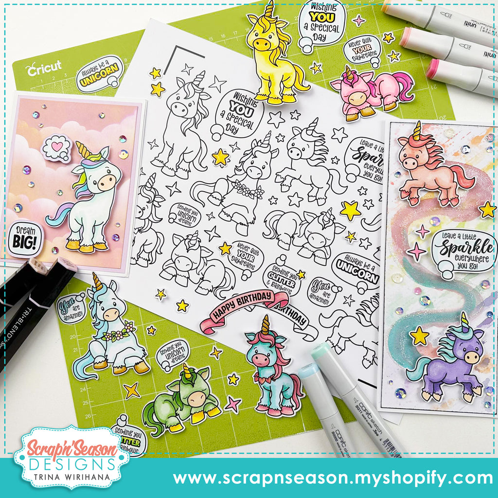 Print, Cut, and Colour - Unicorn Dreams