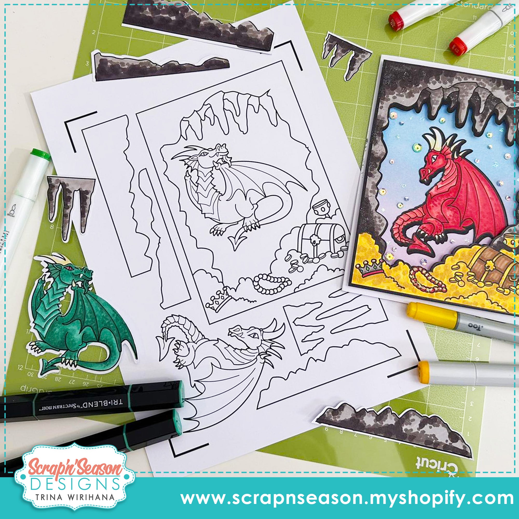 DL - Print, Cut, and Colour - Scene Maker - Treasure Lair