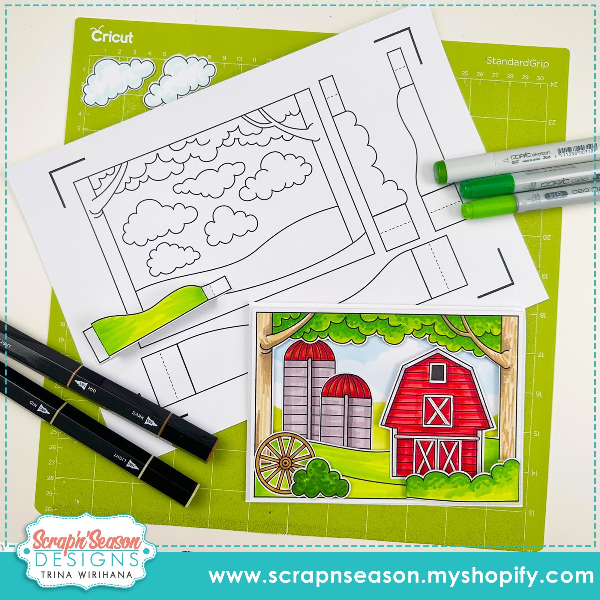 DL - Print, Cut, and Colour - Scene Maker - Farm Hills