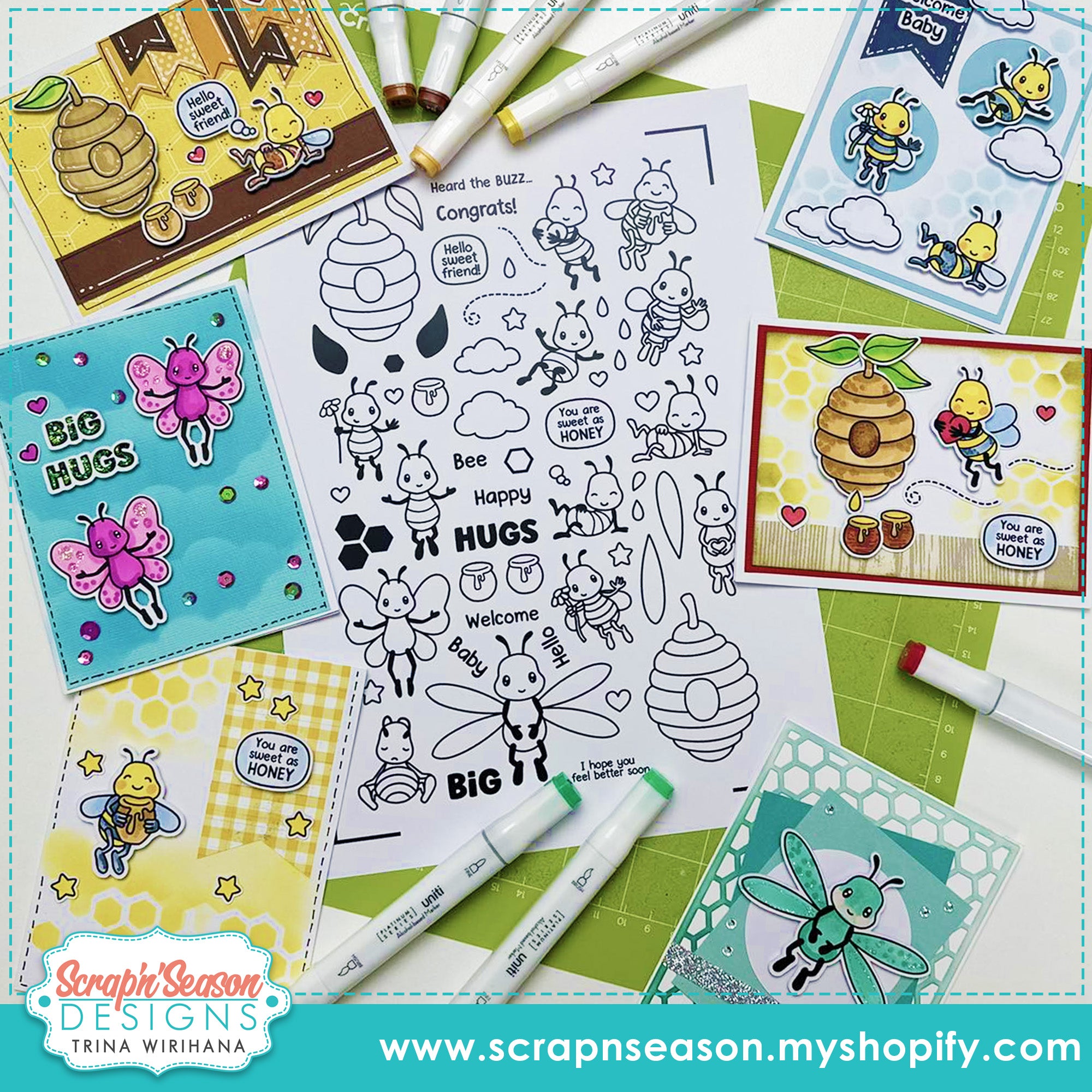 DL - Print, Cut, and Colour - Bees & Butterflies