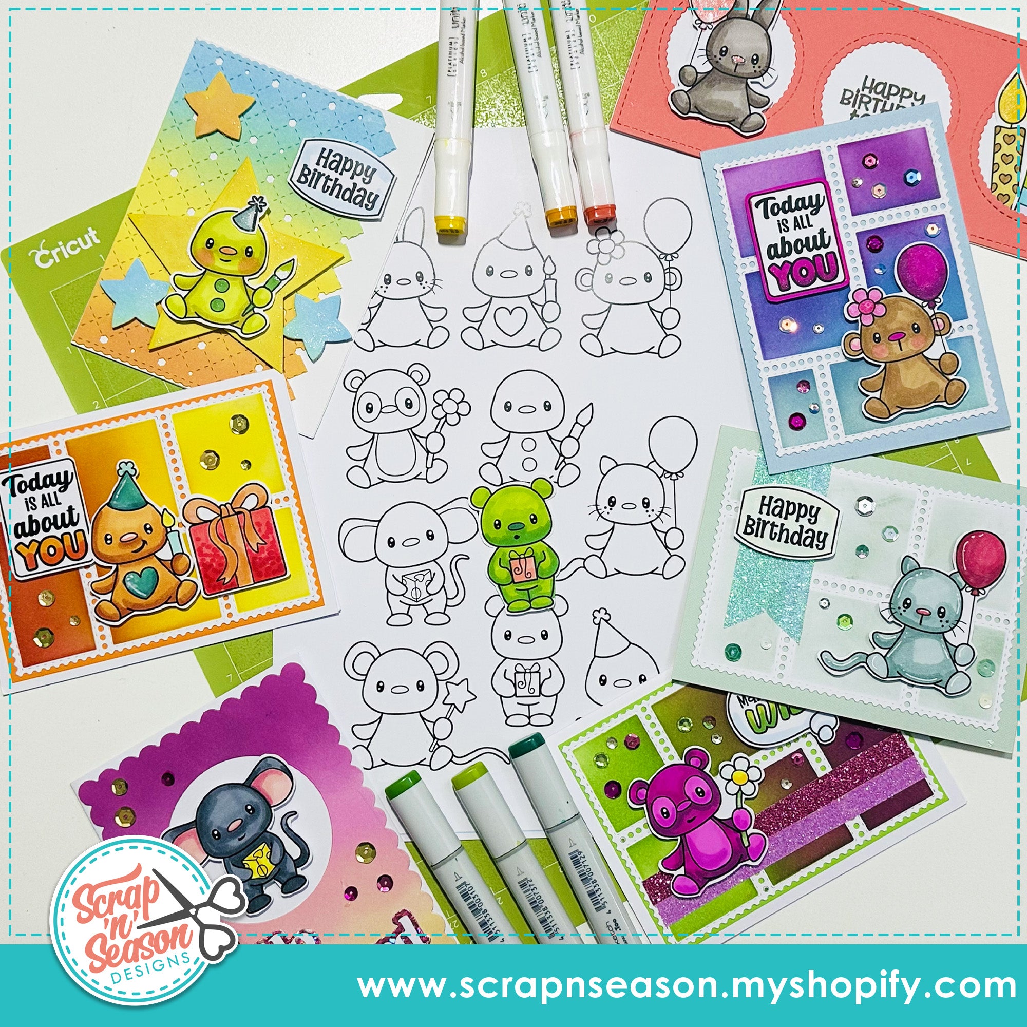 DL - Print, Cut, and Colour - Cuties Collection 1