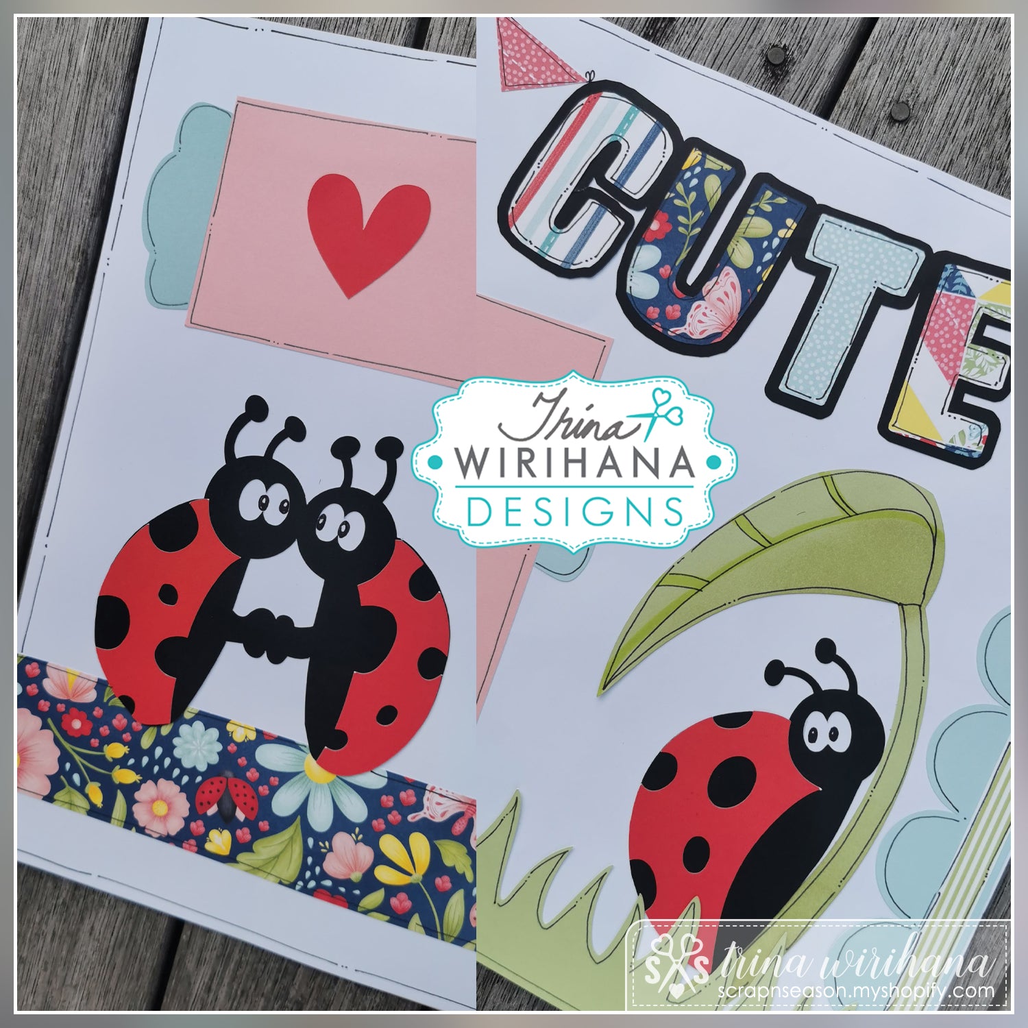 DL Scrapbook Workshop - Stitched Together Ladybug Titles (SVG)