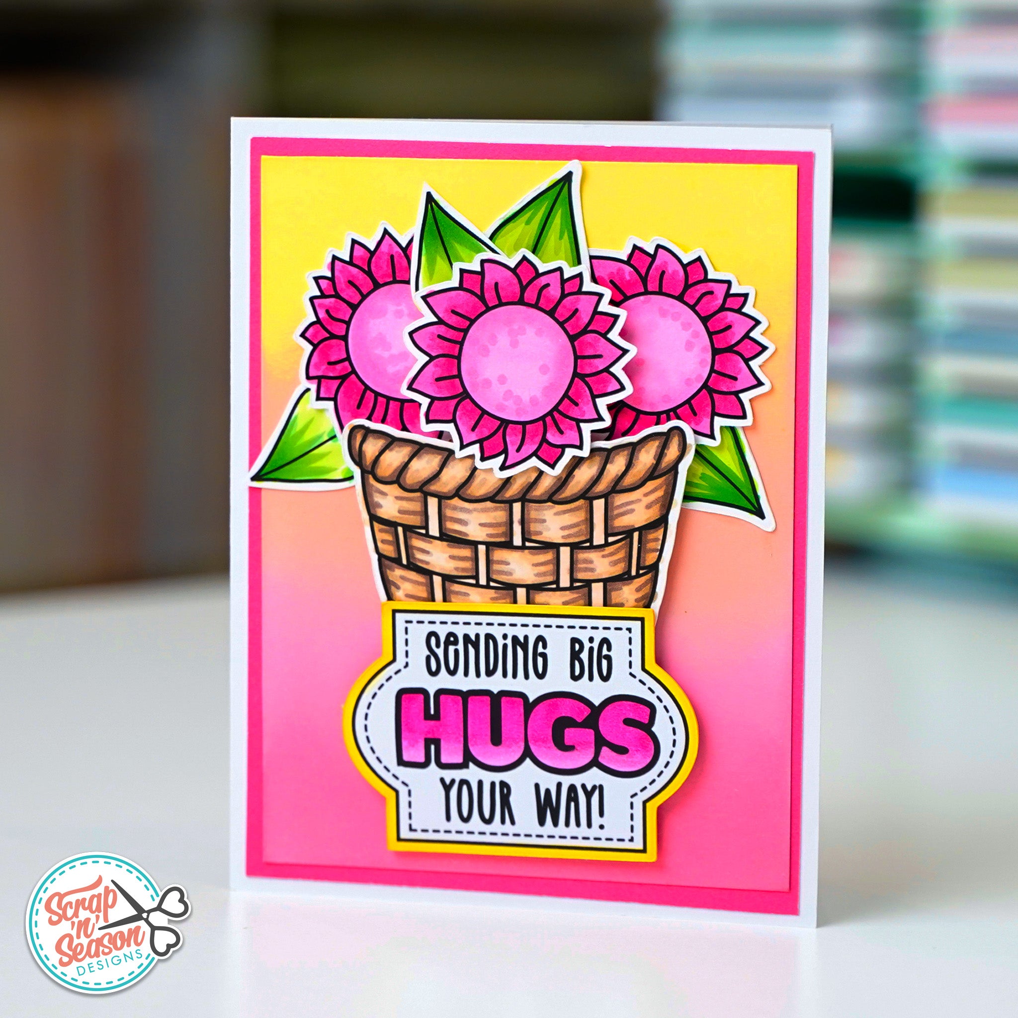 DL - Print, Cut, and Colour Sunflower Basket