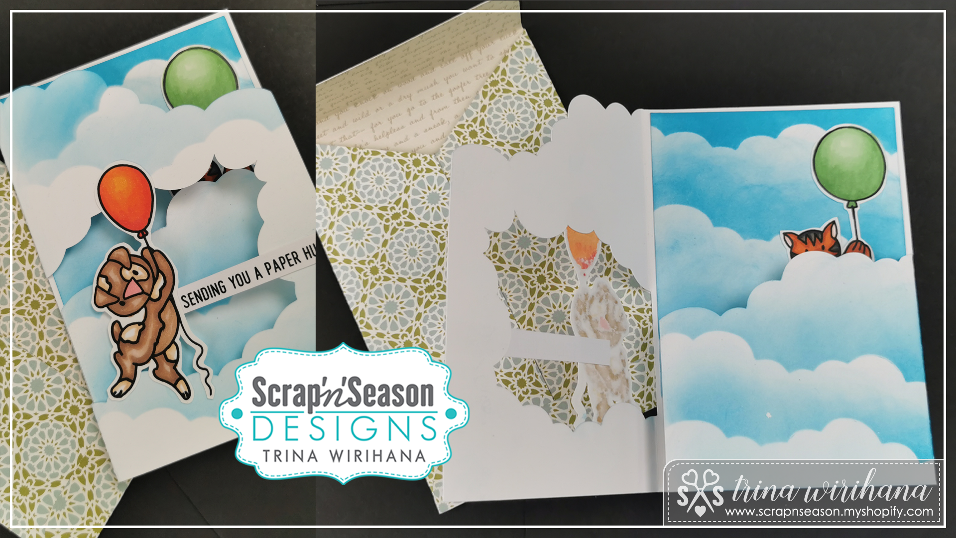 DL - 145. Trifold Mini Slim Card - High Cloud