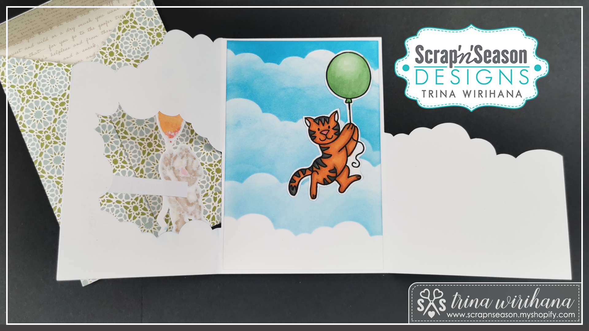 DL - 145. Trifold Mini Slim Card - High Cloud