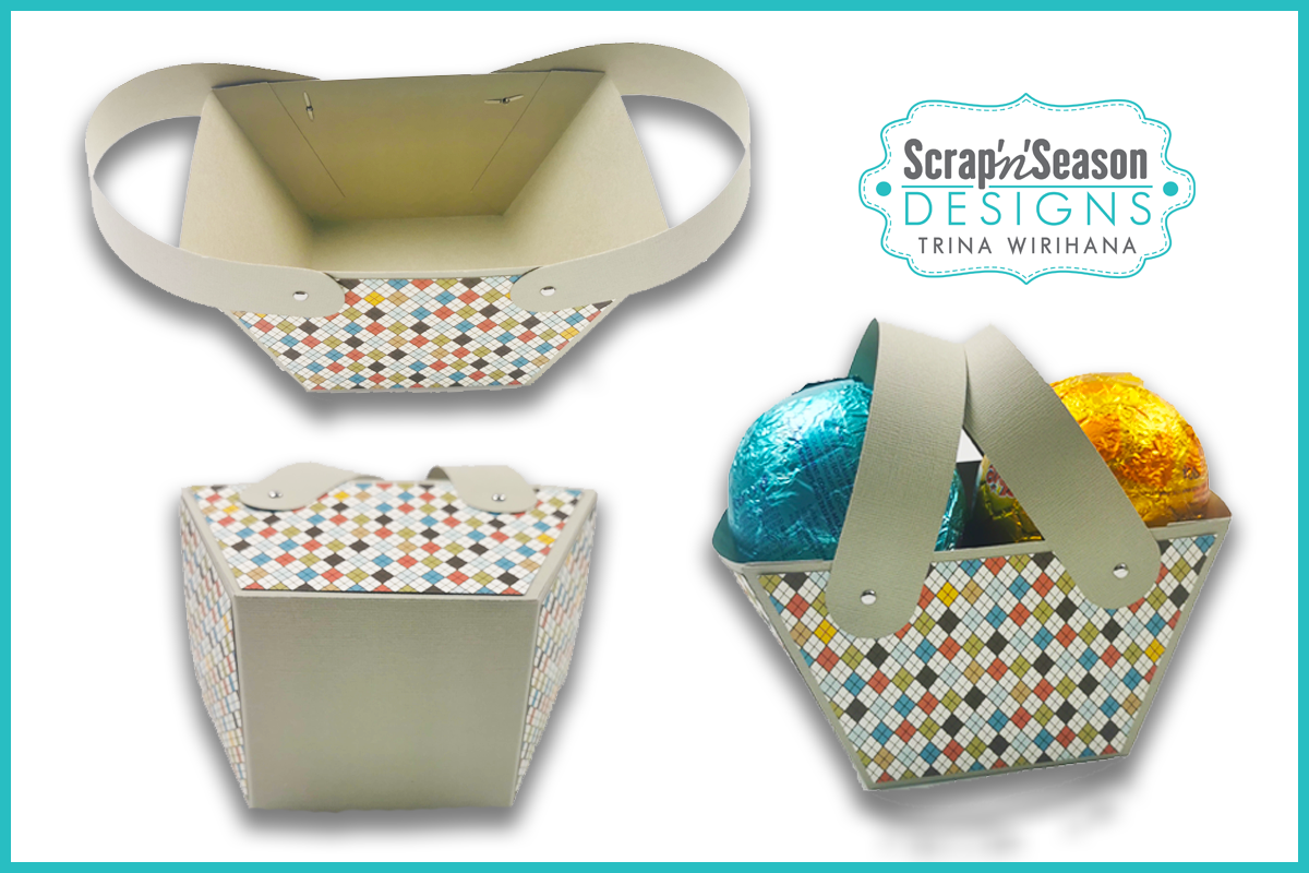 Digital Download - SVG - 3D Box - Easter Basket 7