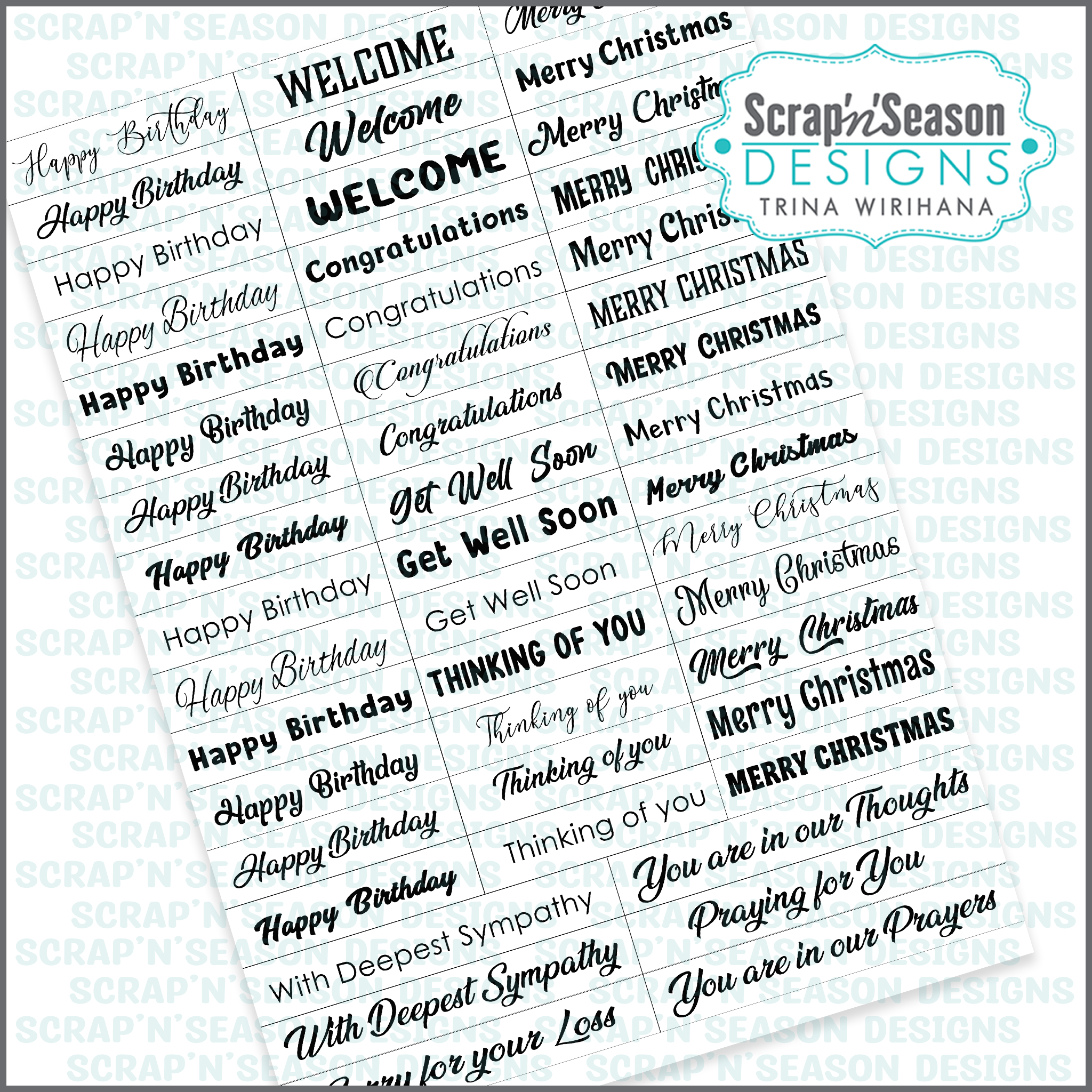 Card Greetings - Assorted Sheet 1