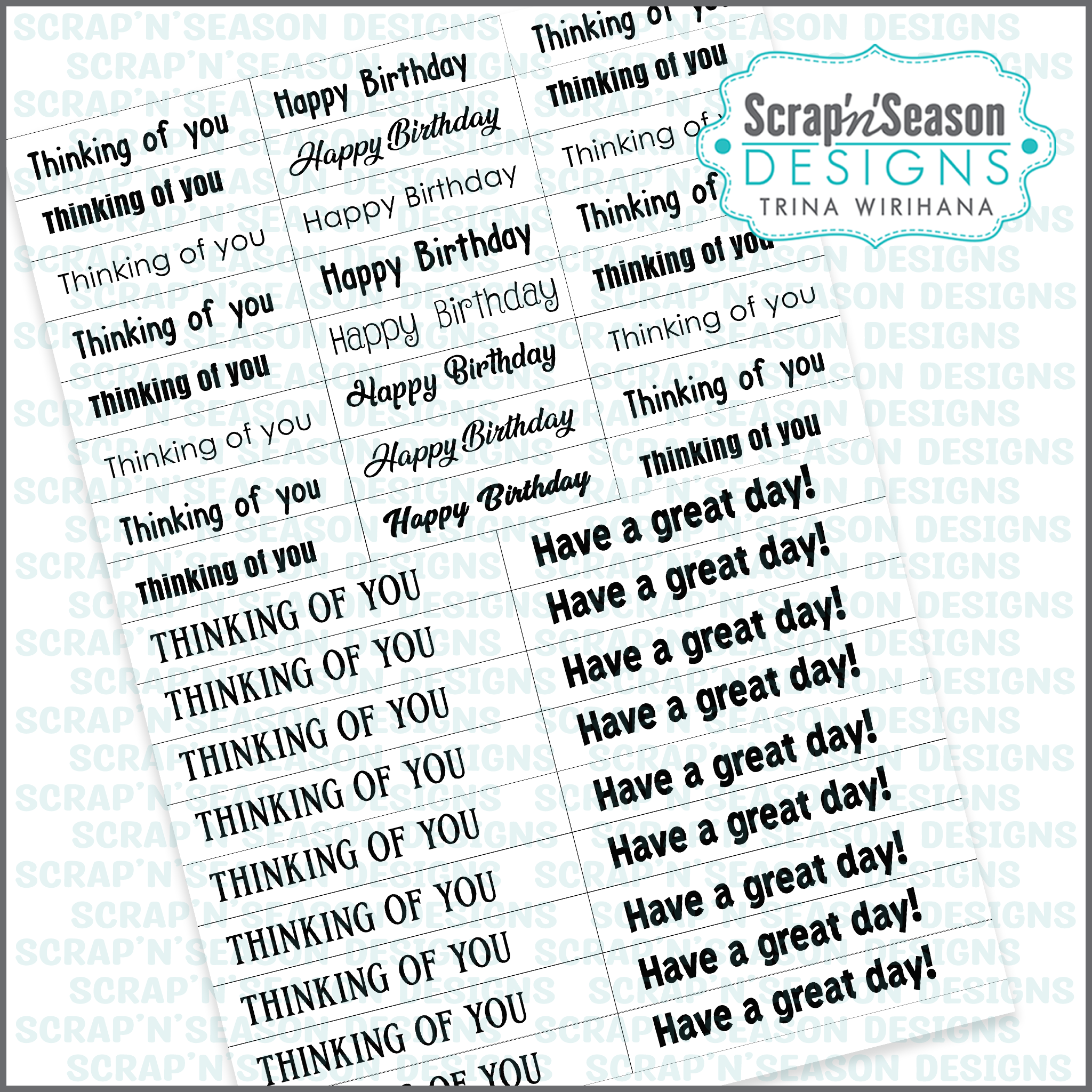 Card Greetings - Assorted Sheet 5