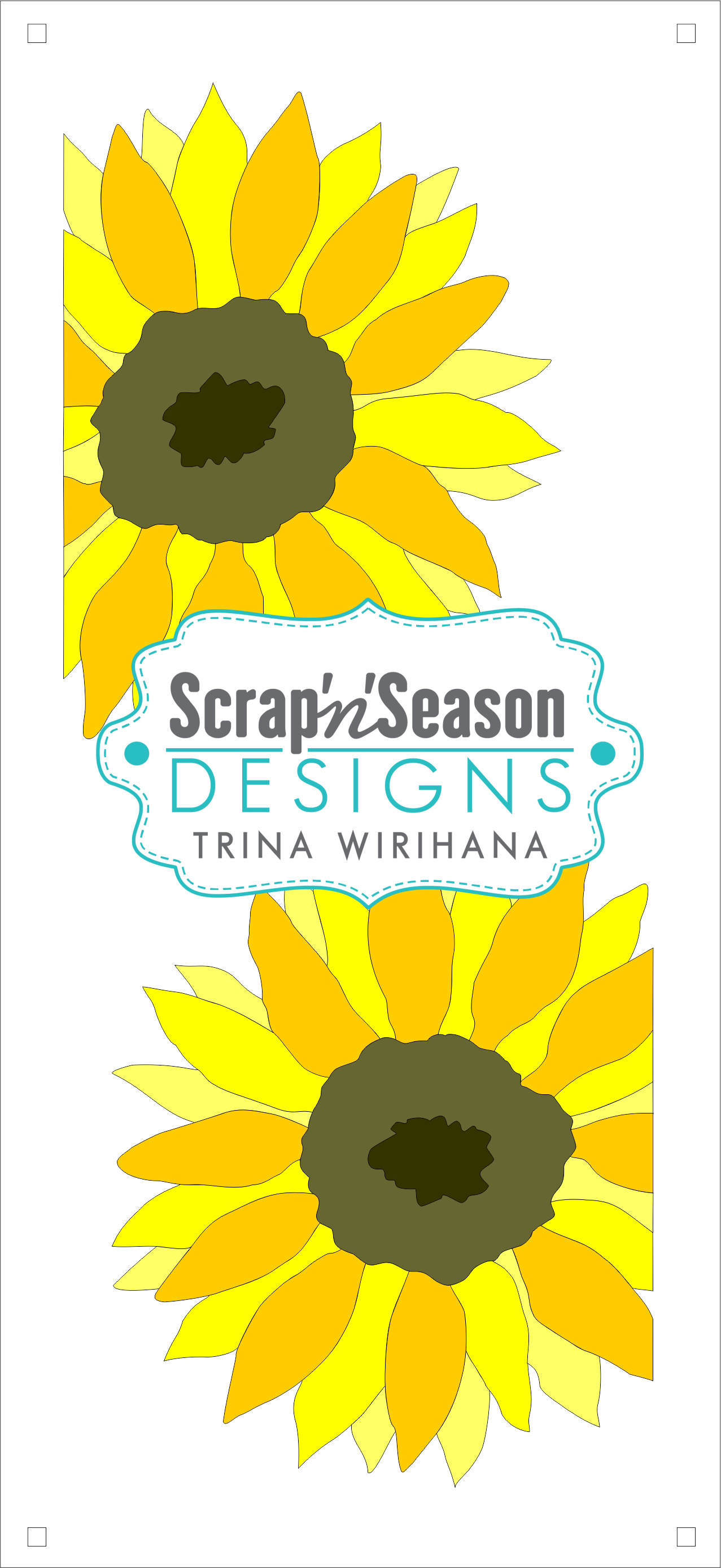 Digital Download - Layered Stencils - Sunflower Slimline