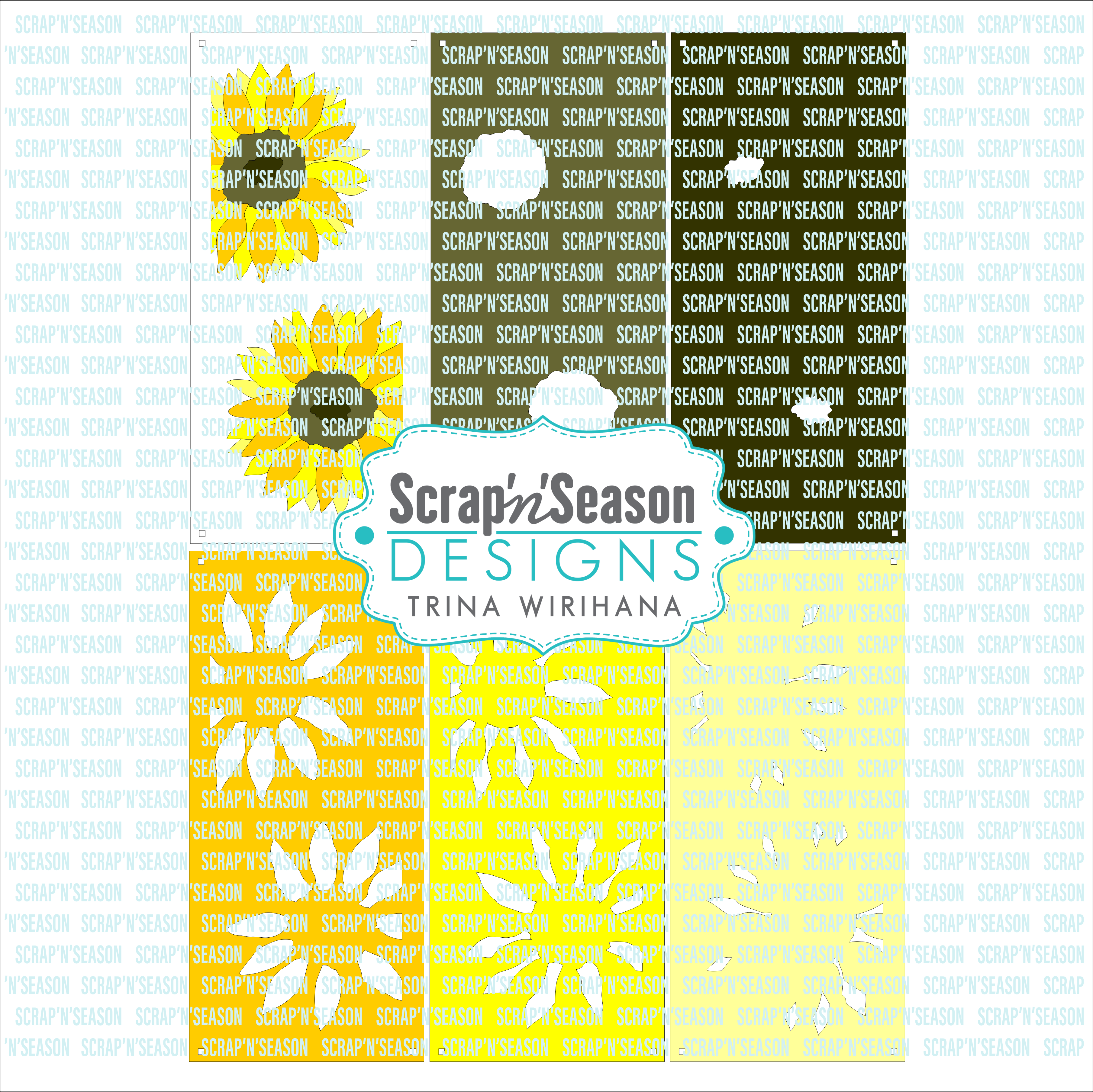 Digital Download - Layered Stencils - Sunflower Slimline