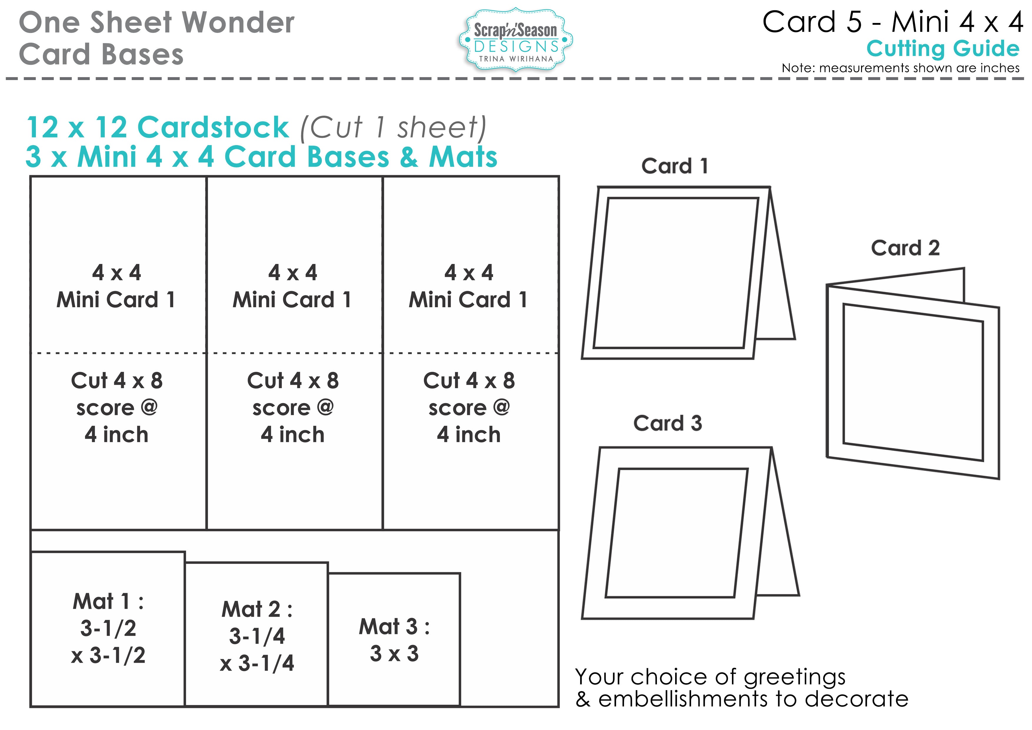 One Sheet Wonder Card 5 - Mini 4 x 4 Card