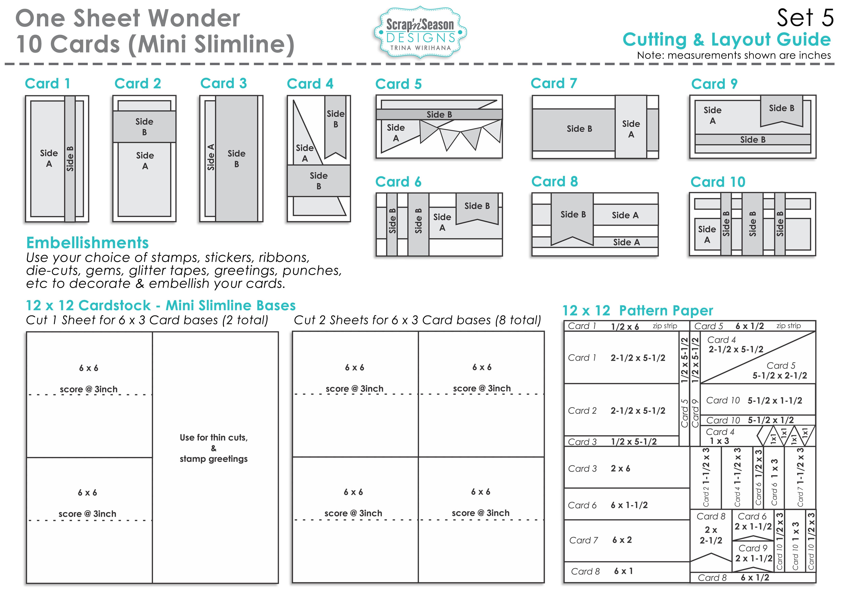 One Sheet Wonder - Set 5 (10 Cards) Mini Slimline