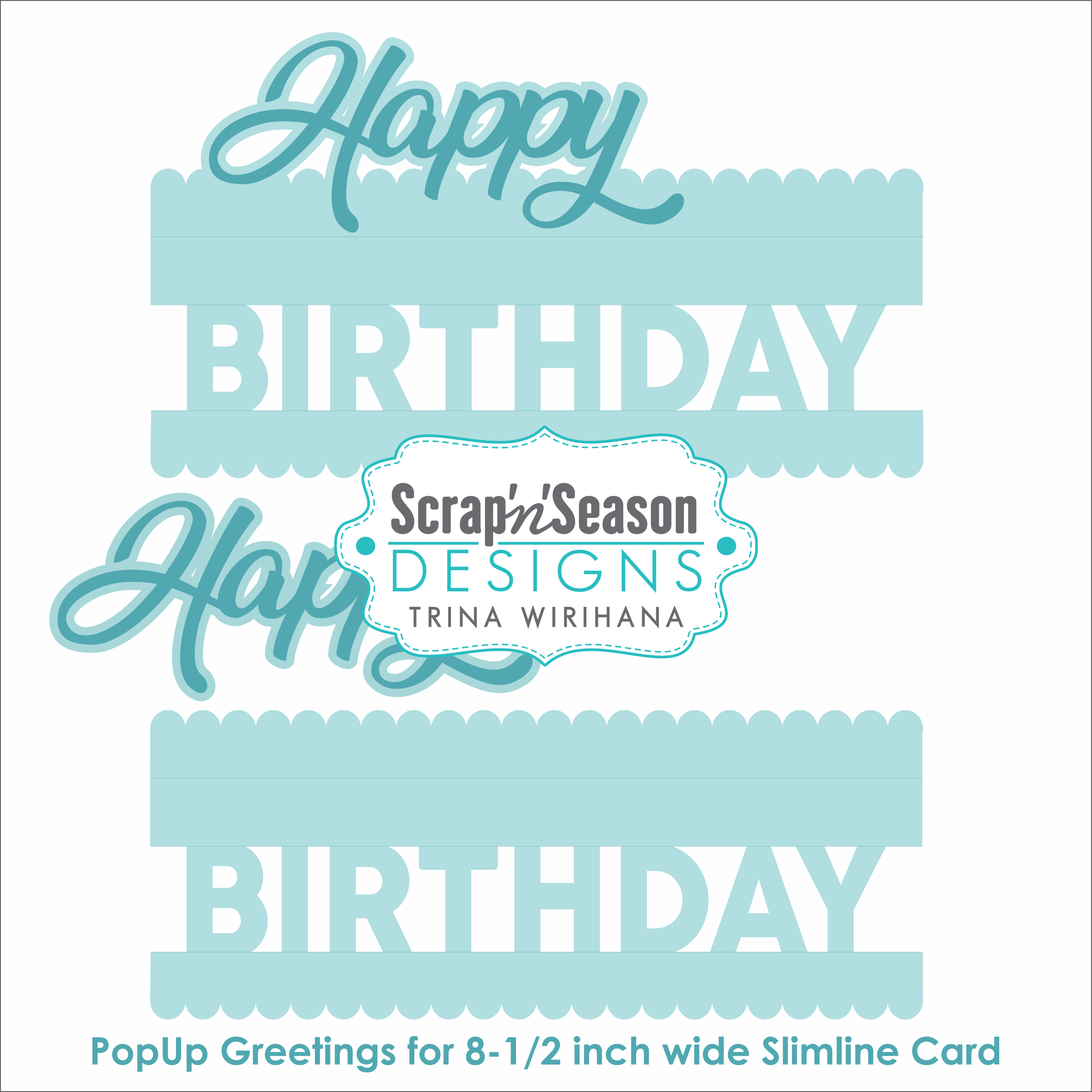 DL - PopUp Greetings - Layered Slim - Happy Birthday