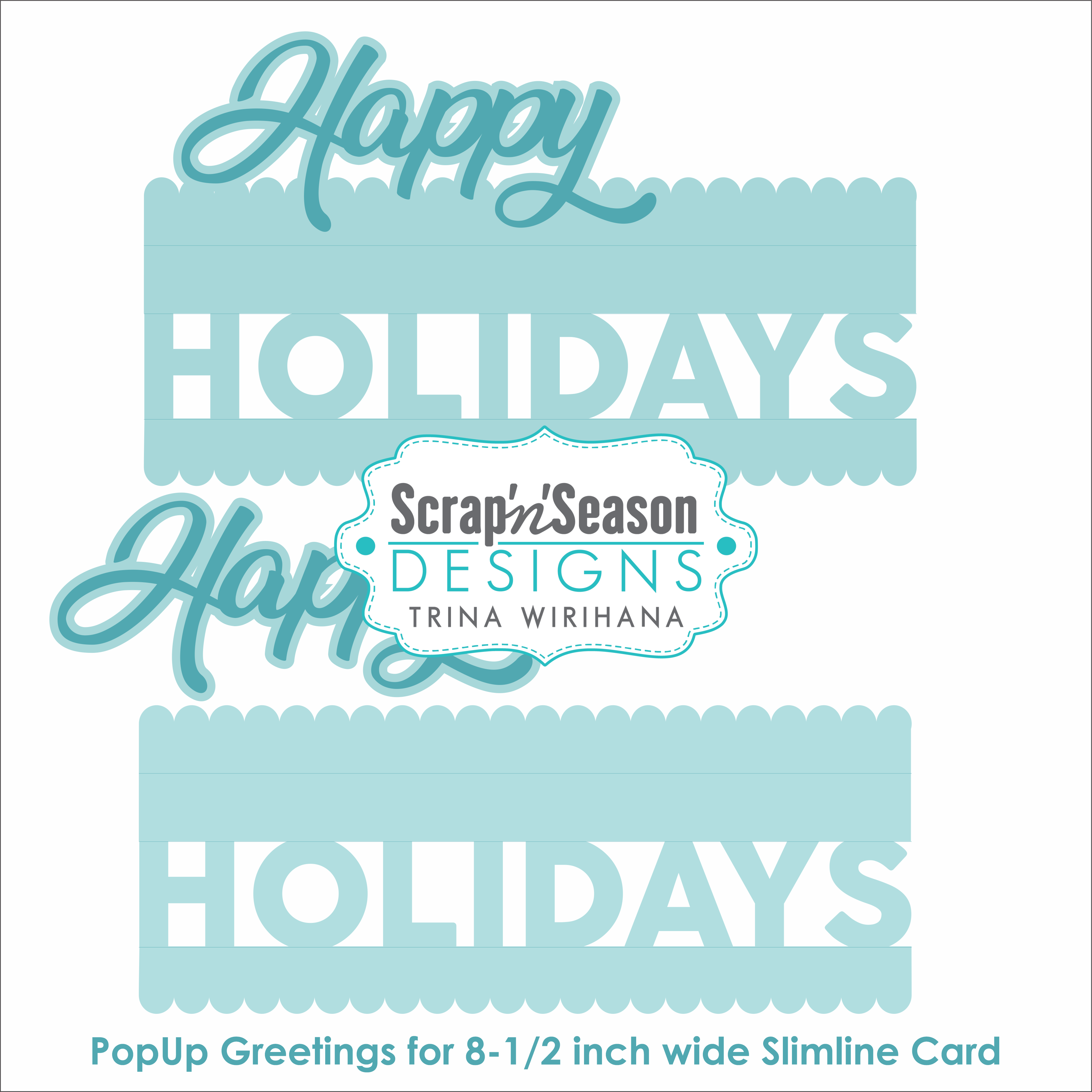 DL - PopUp Greetings - Layered Slim - Happy Holidays
