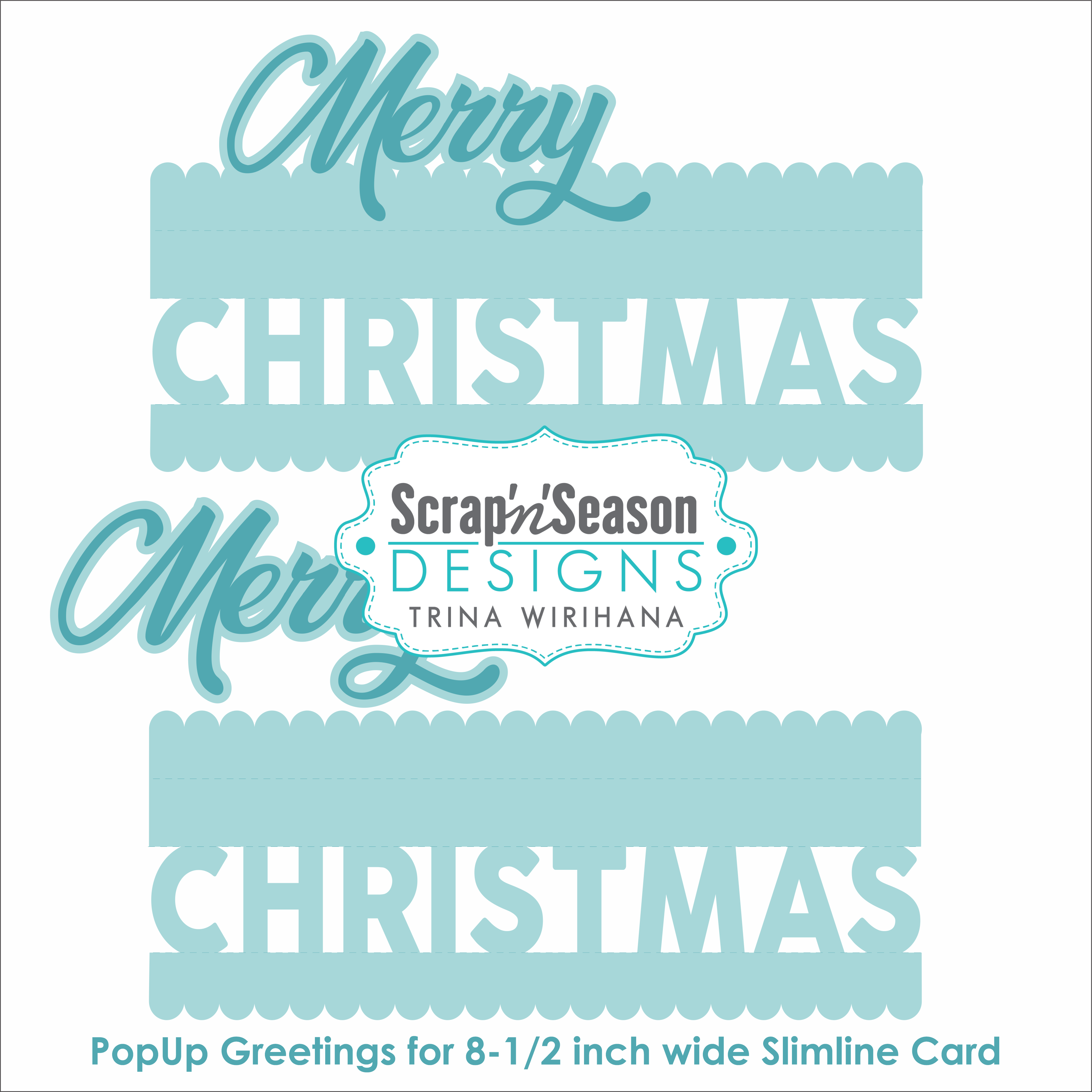 DL - PopUp Greetings - Layered Slim - Merry Christmas