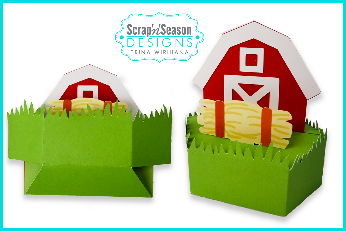 077. Popup Stage Card - Barn with Hay Straw