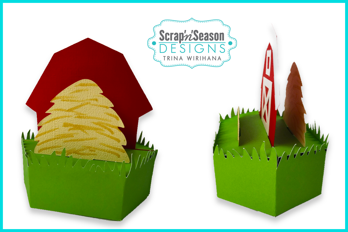 077. Popup Stage Card - Barn with Hay Straw