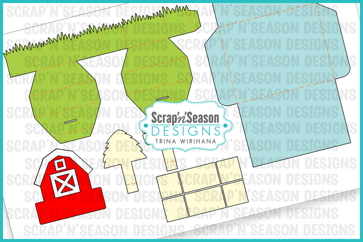 077. Popup Stage Card - Barn with Hay Straw