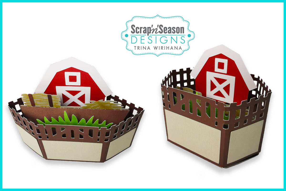 076. Popup Stage Card - Barn with Fence