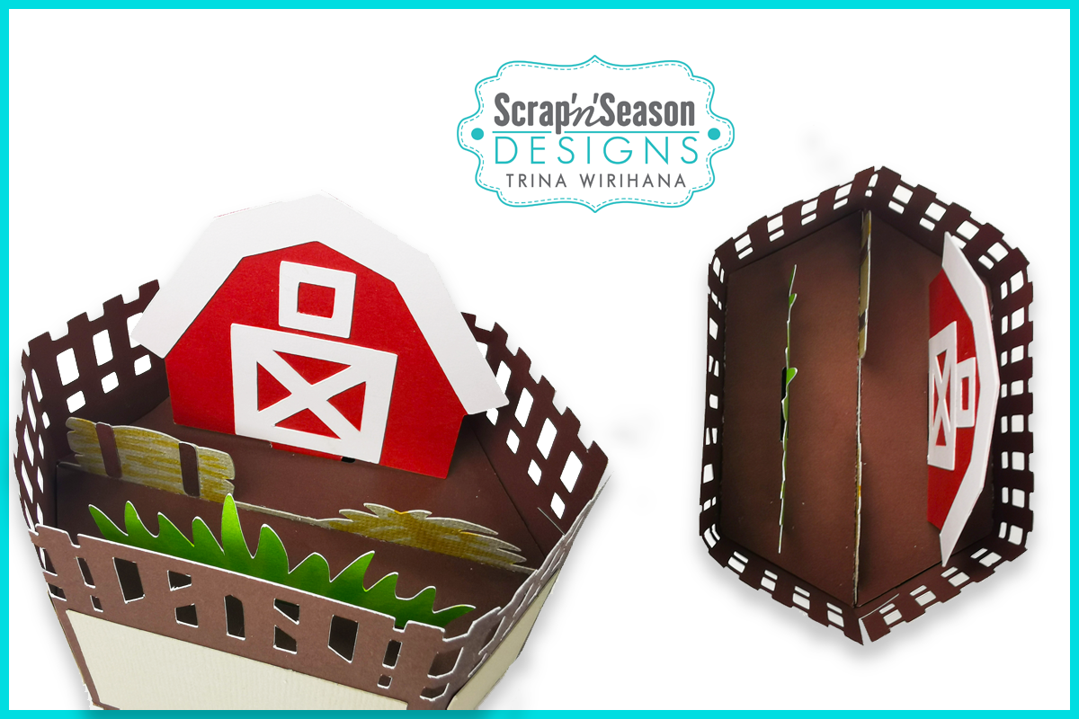 076. Popup Stage Card - Barn with Fence