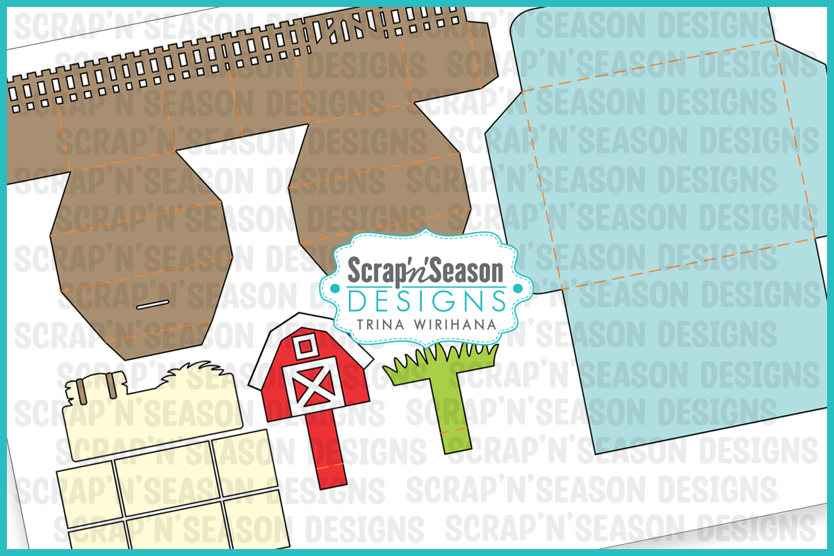 076. Popup Stage Card - Barn with Fence