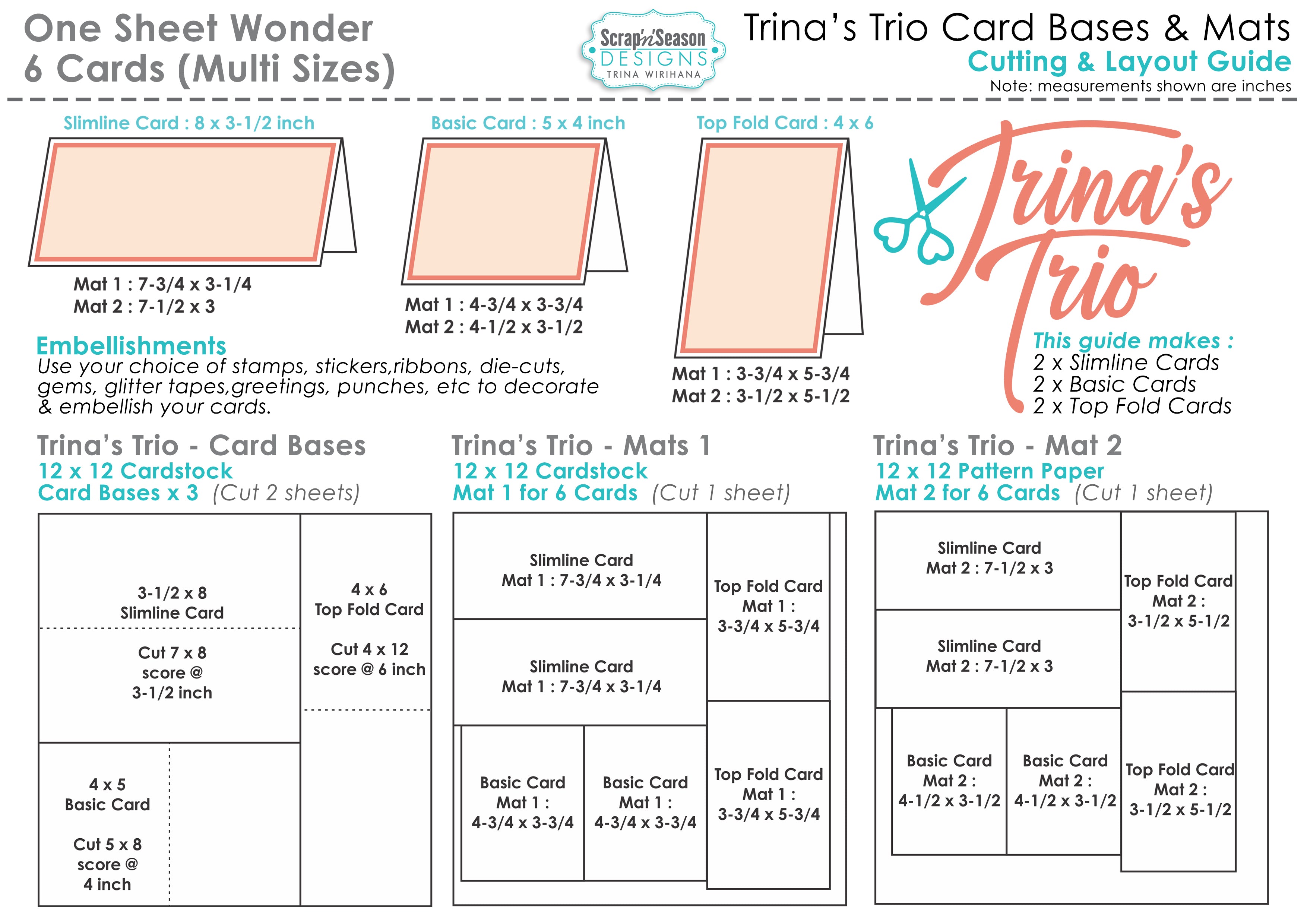 One Sheet Wonder - Trina's Trio Cards & Mats