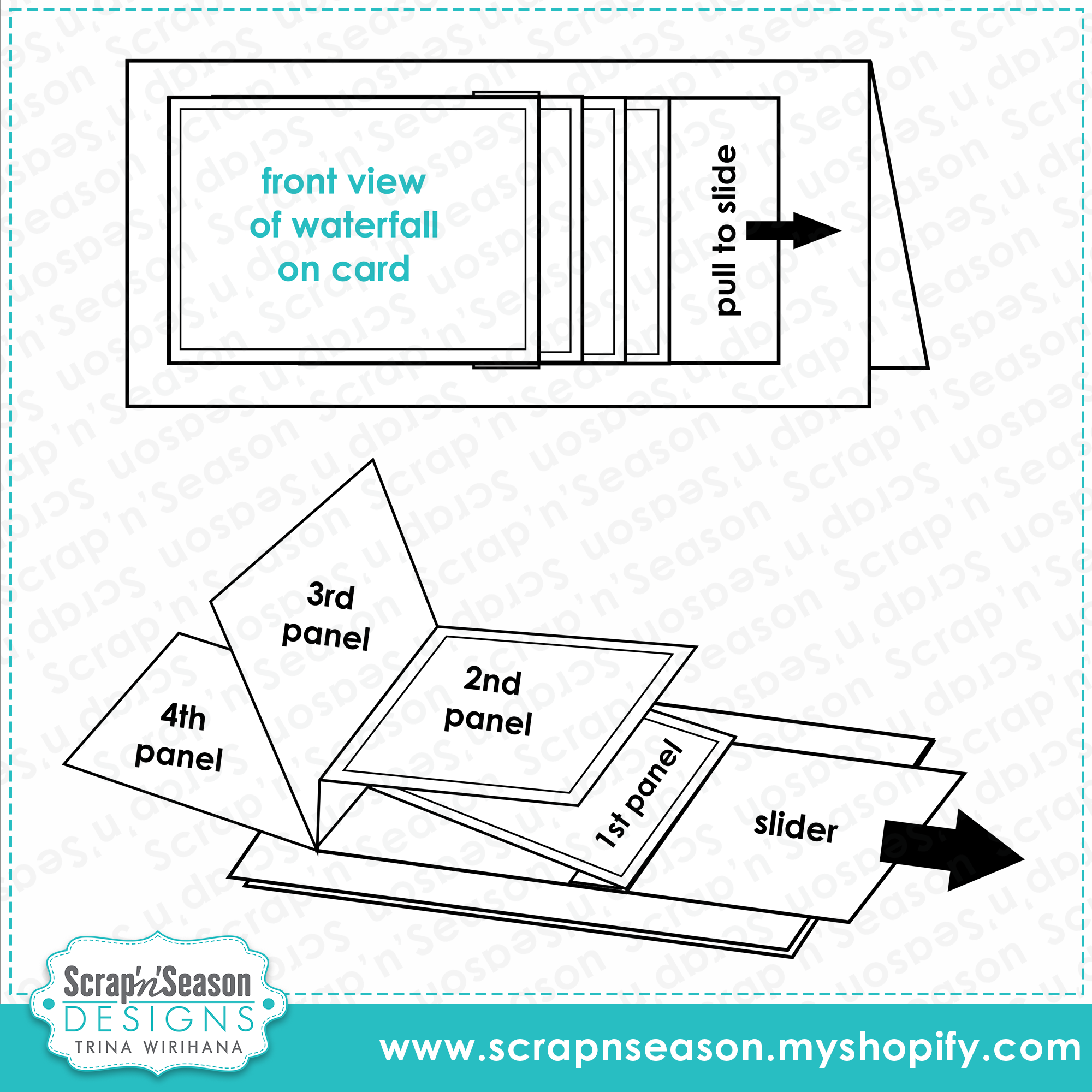 Fancy Fold 115 - Waterfall Slimline Card A - Instructions